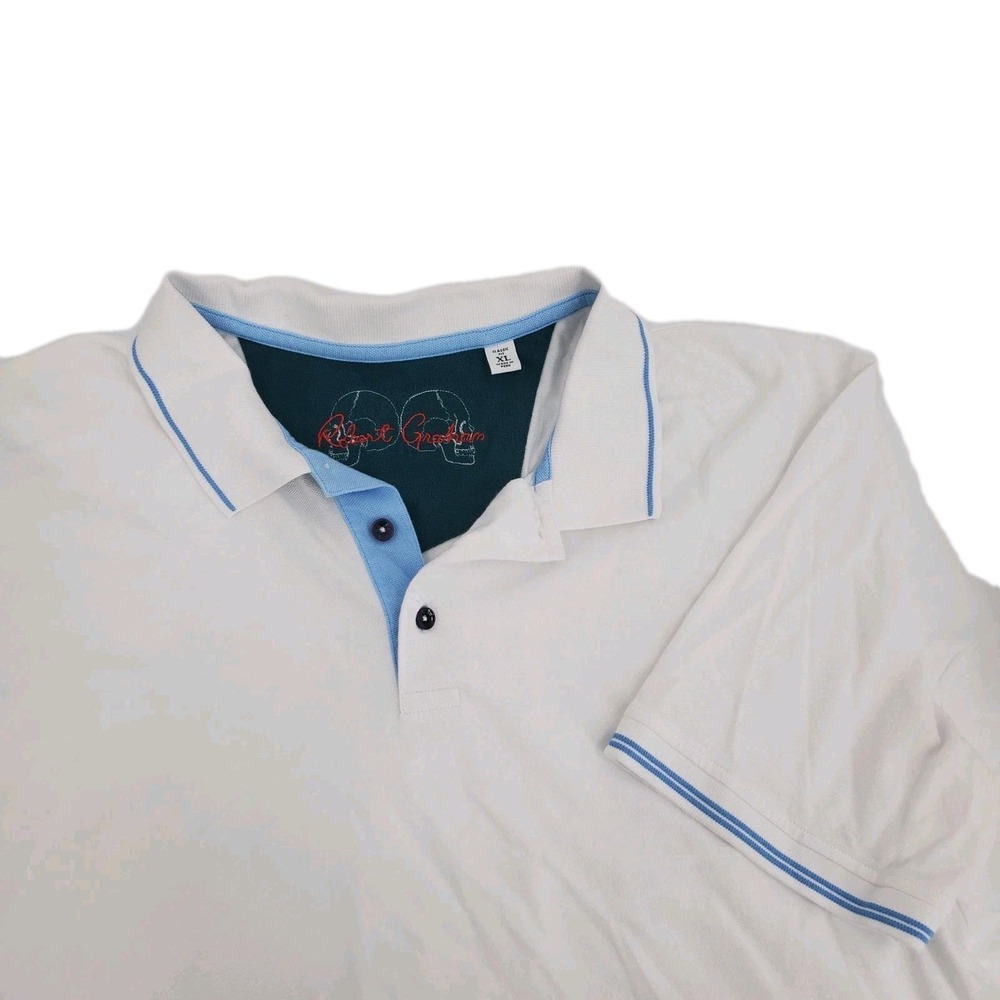 Robert Graham Classic Fit Golf Polo Shirt Short Sleeve Men's Size XL White